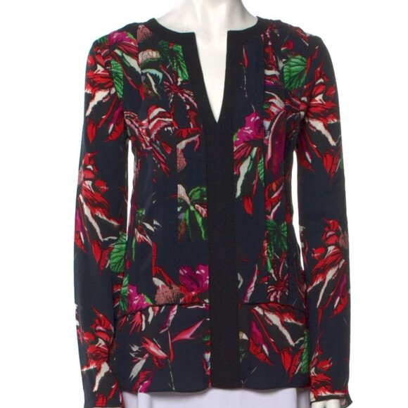 PROENZA SCHOULER Silk Floral Top Size 10 - Picture 1 of 7